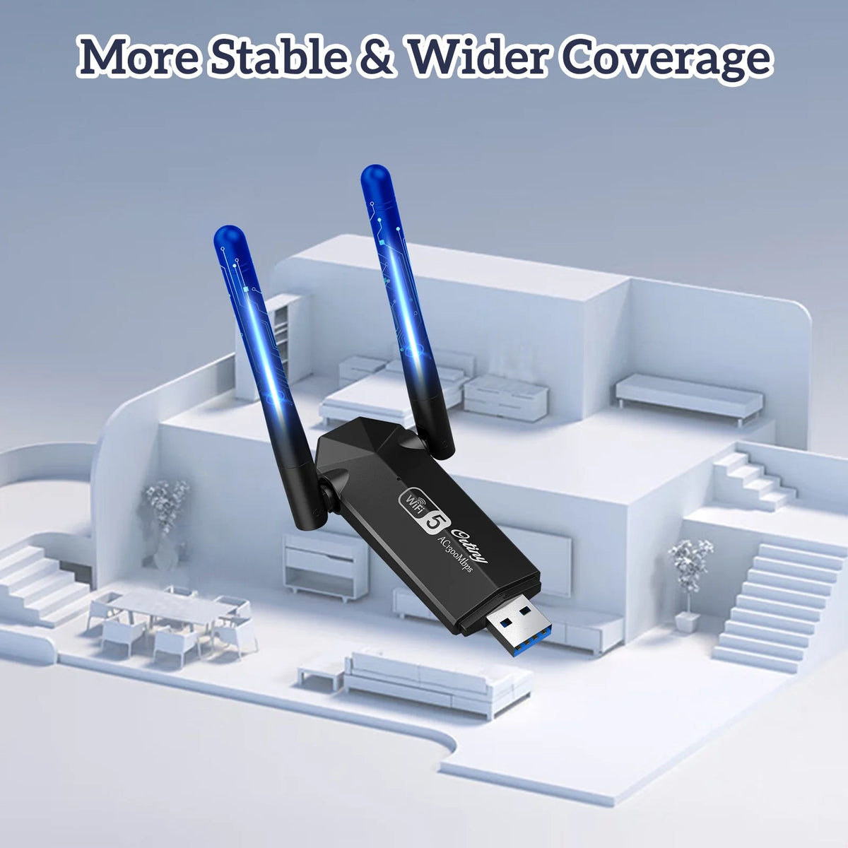 1300Mbps USB 3.0, 867Mbps on 5Ghz / 400Mbps on 2.4Ghz Dual-Band USB Wi-Fi Adapter